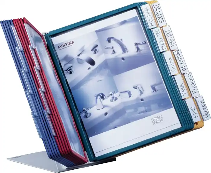 Tischständer Stahlbl.lichtgrau 10 Sichttafeln DIN A4 m.Profilrahmen DURABLE Direktkauf