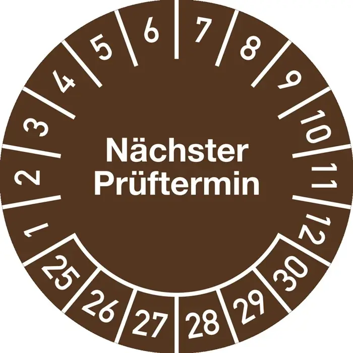 Garantierte Lieferung Mehrjahresprüfplakette D.20mm Nächster Prüftermin 2025-2030 Folie Btl.a 100 St.