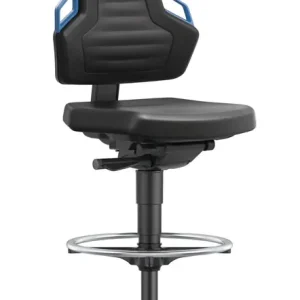 Arbeitsdrehstuhl Nexxit Bodengleiter+Fußring Grifffarbe blau Skintecpolster Heißes Angebot