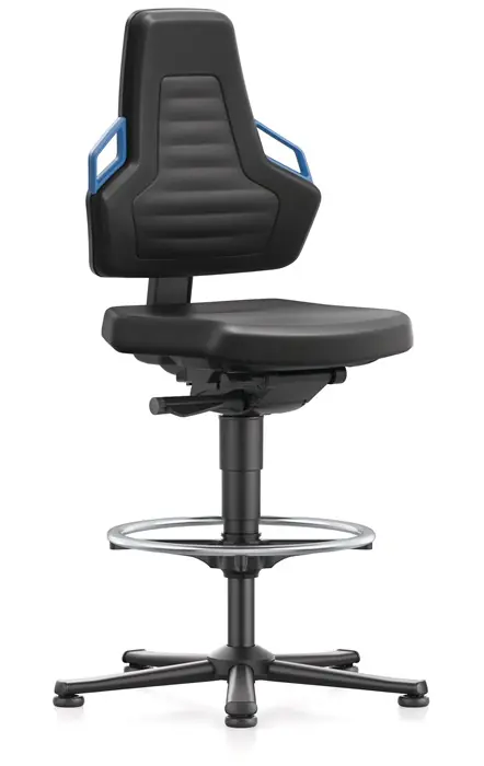 Arbeitsdrehstuhl Nexxit Bodengleiter+Fußring Grifffarbe blau Skintecpolster Heißes Angebot