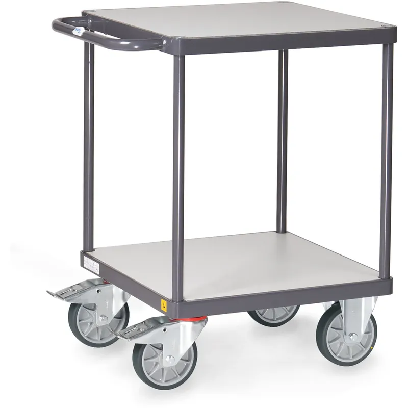 fetra ESD-Tischwagen pulverbeschichtet schiefergrau RAL 7015 2 Böden Ladefläche 600 x 600 mm Aktuell