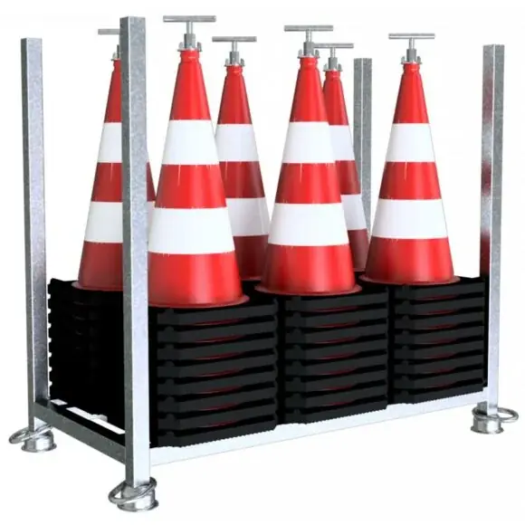 Leitkegel Set - 48 Stck. Leitkegel RA2/B 750 mm BASt gepr., 2-tlg. im Gestell Neue Ware