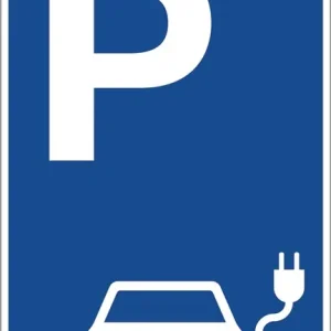Schneller Versand Parkplatzbeschilderung Parkplatz f.Elektrofahrzeuge L400xB250mm Alu.blau/weiß
