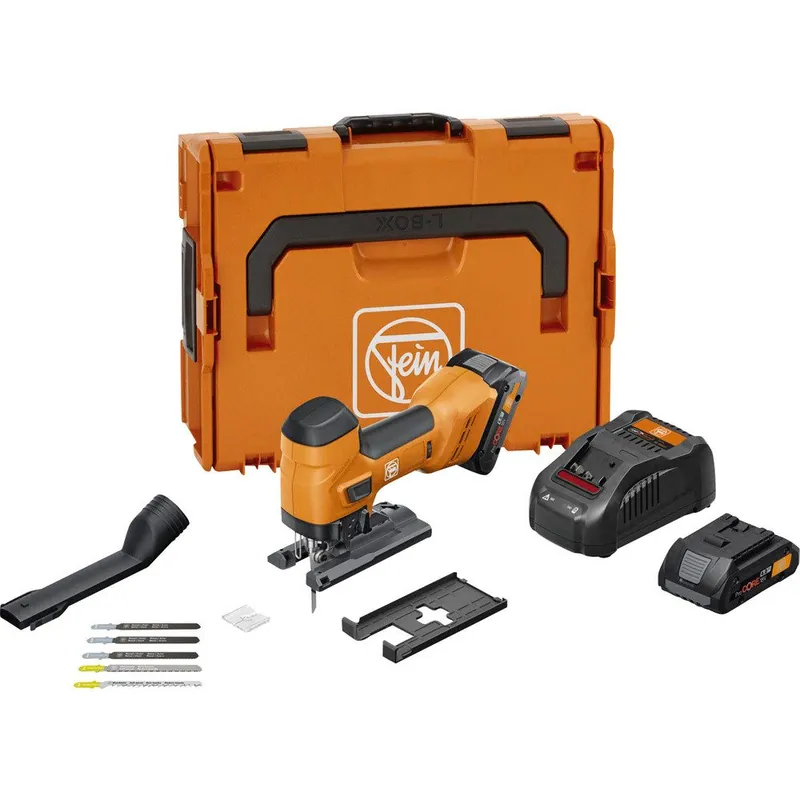 Kracherpreis FEIN 18V Akku-Stichsäge F-IRON Jig 26 AS Set 2 x 4 Ah für Metall und Holz 26 mm Hub