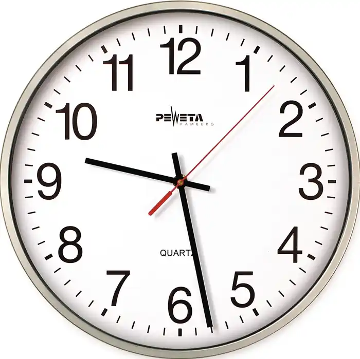Wanduhr Quarzuhr Ku.silber D.250mm 1,5V arabische Zahlen PEWETA Bestseller