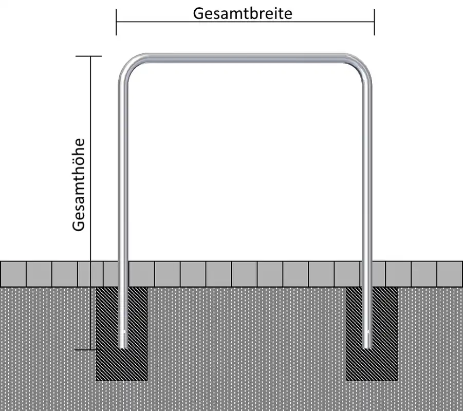 Preisknaller Rohrbügel aus Stahlrohr Ø 48 x 2,5 mm, 3000 x 1200 mm, fv., zum Einbetonieren