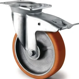 Bestpreis Schwerlastlenkrolle D.125mm Trgf.700kg Totalfesteller Guß-PU