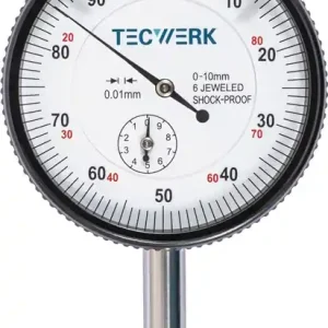 Preisreduziert Messuhr DIN 878 10mm Abl.0,01mm m.Stoßschutz TECWERK