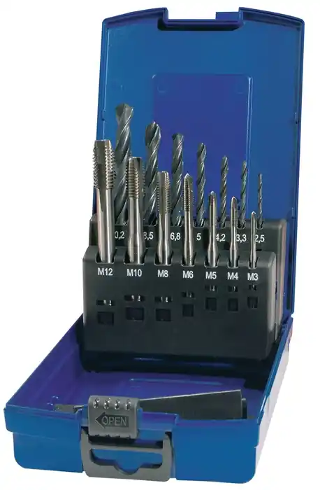 Maschinengewindebohrerset DIN 371/376 B M3-M12 14tlg.HSS Ku.-Kass.TECWERK Bestpreis