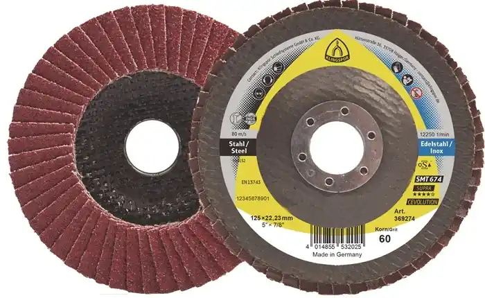 Fächerscheibe SMT 674 D.125mm K.40mm gewölbt STA keramischer Korund KLINGSPOR VE: 10 Stück Solange Der Vorrat Reicht