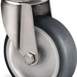 Lenkrolle D.75mm Trgf.75kg Rückenloch PP Gleitlager VA TPE grau TECWERK Neuheit
