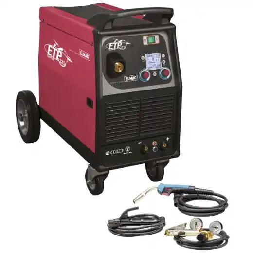 ELMAG ETP 225 SynPuls - STAHL-Set - inkl. 0,8mm / 15 kg SG2 Draht, Stahlfl. 20l Mischgas Sonderaktion
