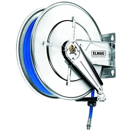 Top-Preis ELMAG INDUSTRIE Schlauchaufroller Edelstahl "563/15" - für Druckluft u. Wasser 70°C, 30 m, 1"