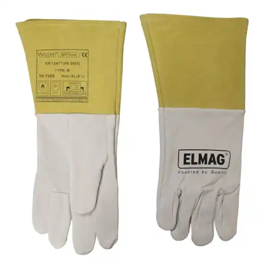 Zertifiziert ELMAG 5-Finger-WIG/TIG-Schweißerhandschuhe - aus Ziegenleder - WELDAS