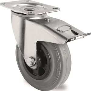 Sonderaktion Lenkrolle m.Festst.D.80mm Trgf.70kg m.Platte Rollenlager VG grau TECWERK