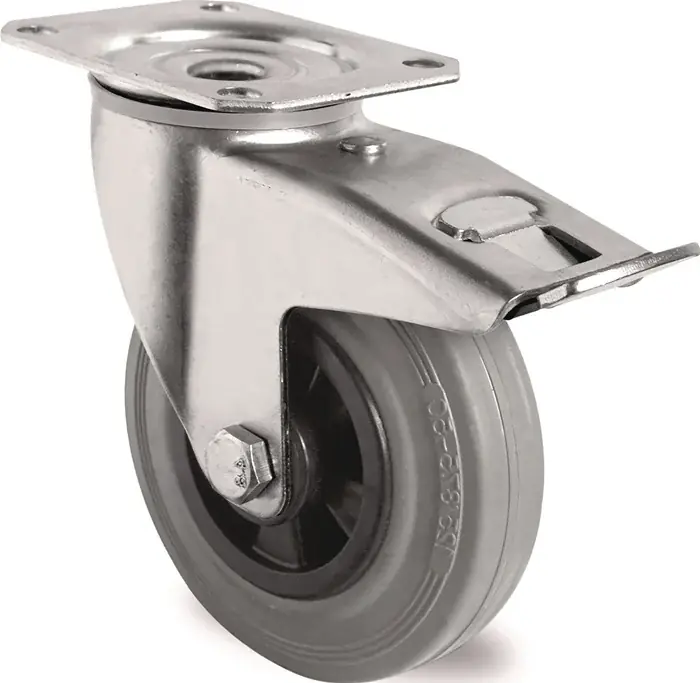 Sonderaktion Lenkrolle m.Festst.D.80mm Trgf.70kg m.Platte Rollenlager VG grau TECWERK