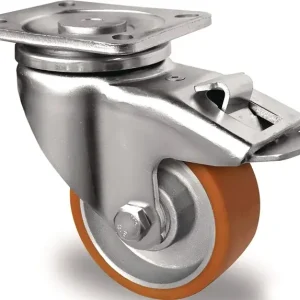 Top-Seller Lenkrolle D.100mm Trgf.250kg m.Festst.PU Platte L100xB85mm Rl.braun TECWERK