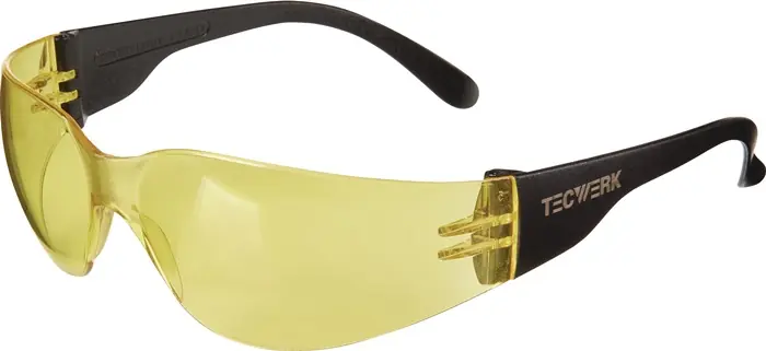Schutzbrille Daylight Basic EN 166 Bügel schwarz,Scheibe gelb PC TECWERK Neu Im Sortiment