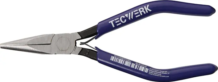 Elektronik-Spitzzange Gesamt-L.130mm ger.geschwärzt PVC tauchisol.TECWERK Expressversand