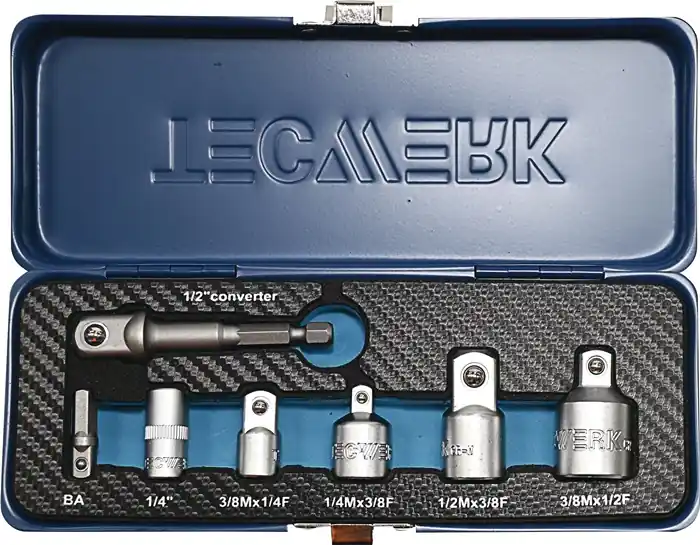 Adaptersatz 7-tlg.1/4-1/2 Zoll inkl.Maschinenadapter TECWERK Echt