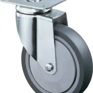 Lenkrolle D.80mm Trgf.80kg m.Platte Gum.grau BS ROLLEN Highlight