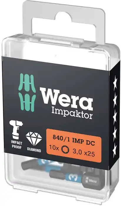 Bit 840/1 IMP DC Hex-Plus 6-kant SW3mm L.25mm 6-kantaufnahme1/4Zoll CV-Mo VE: 10 Stück Neuheit