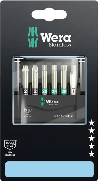 Bitsatz Bit-Check 6 Stainless 1 SB 6tlg. 2xPZ2/1xTX20/2xTX25/1xHex Bit-Check-Box Letzte Chance