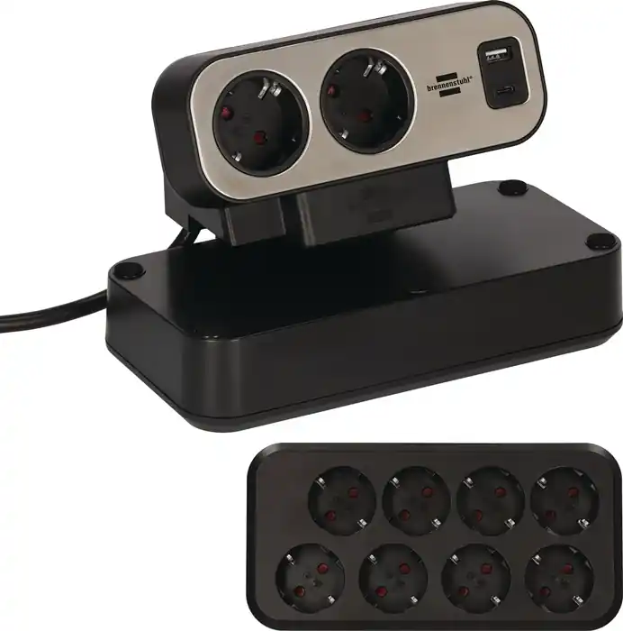 Saisonangebot Tischsteckdosenleiste estilo Dublex 16 A 12V silber Steckd.10 2m PVC 2mm²