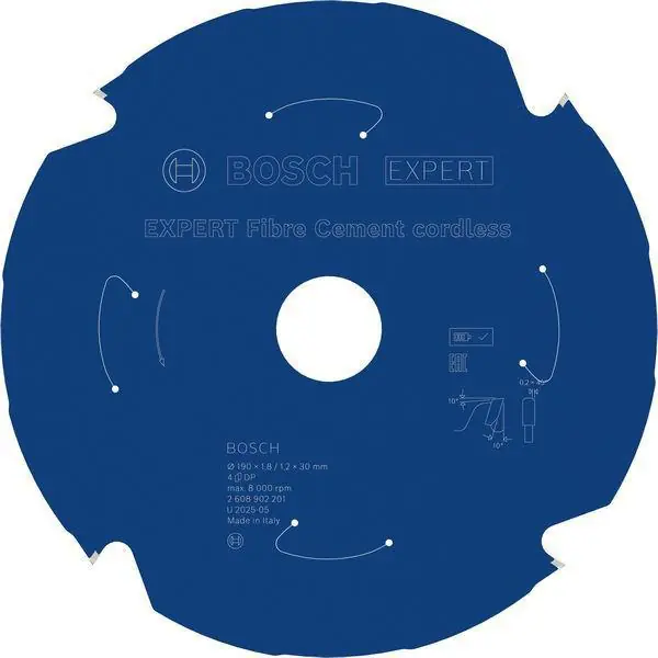 Geprüft Kreissägeblatt EXPERT Fiber Cement AD 190mm Z.4 TCG Bohr.30mm Schnitt-B.1,8mm