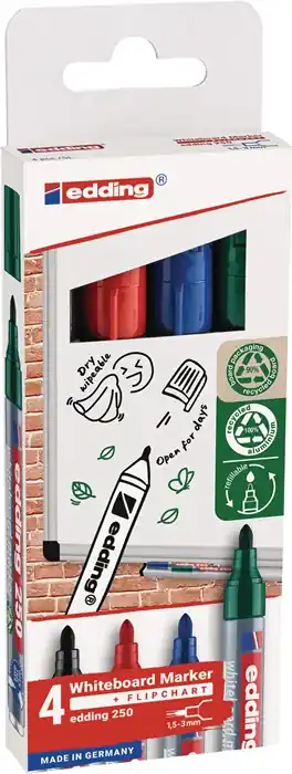 Aktuell Whiteboardmarker 250 schwarz/rot/blau/grün Strich-B.1,5-3mm Rundspitze EDDING