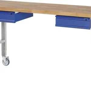 Werkbank B2000xT700xH950-1000mm Buche massiv lichtgrau/blau Neue Kollektion