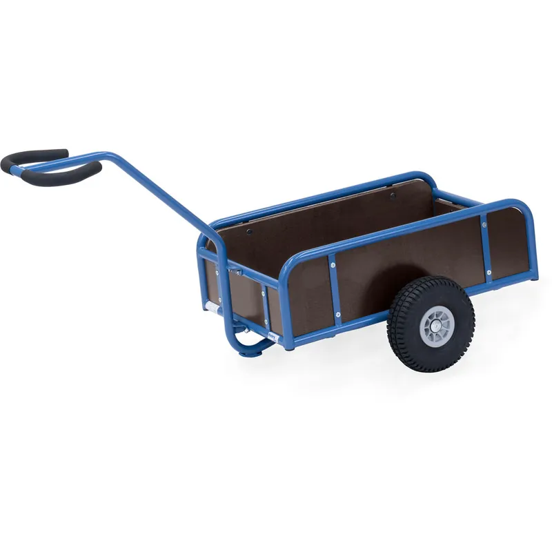 Sonderangebot fetra Handwagen pulverbeschichtet brillantblau RAL 5007 mit 4 Wänden PU-Bereifung