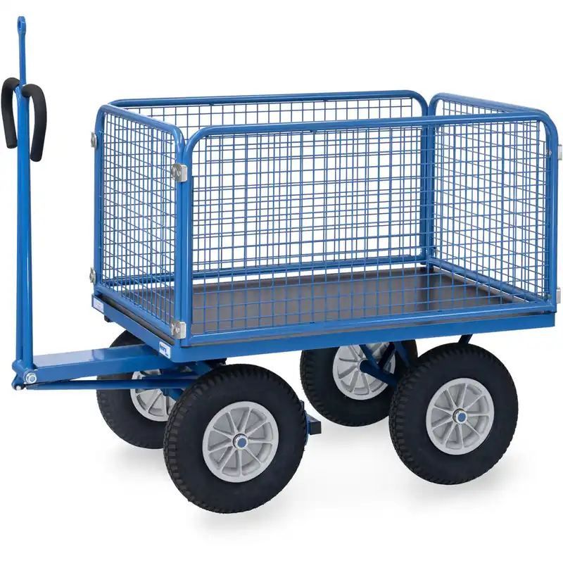 fetra Handpritschenwagen pulverbeschichtet RAL 5007 Wände 600 mm mit Zugöse Günstig