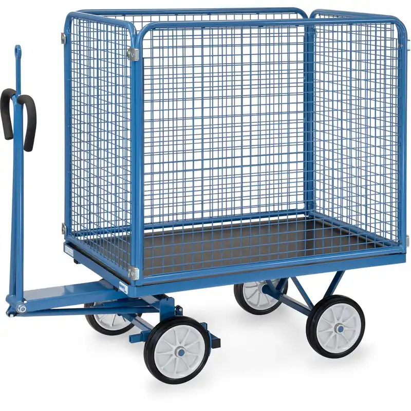 Sichere Zahlung fetra Handpritschenwagen pulverbeschichtet blau/RAL 5007 Wände 1000 mm mit Zugöse
