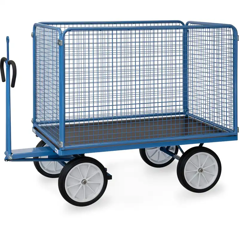 fetra Handpritschenwagen pulverbeschichtet blau/RAL 5007 Wände 1000 mm mit Zugöse Mega-Angebot