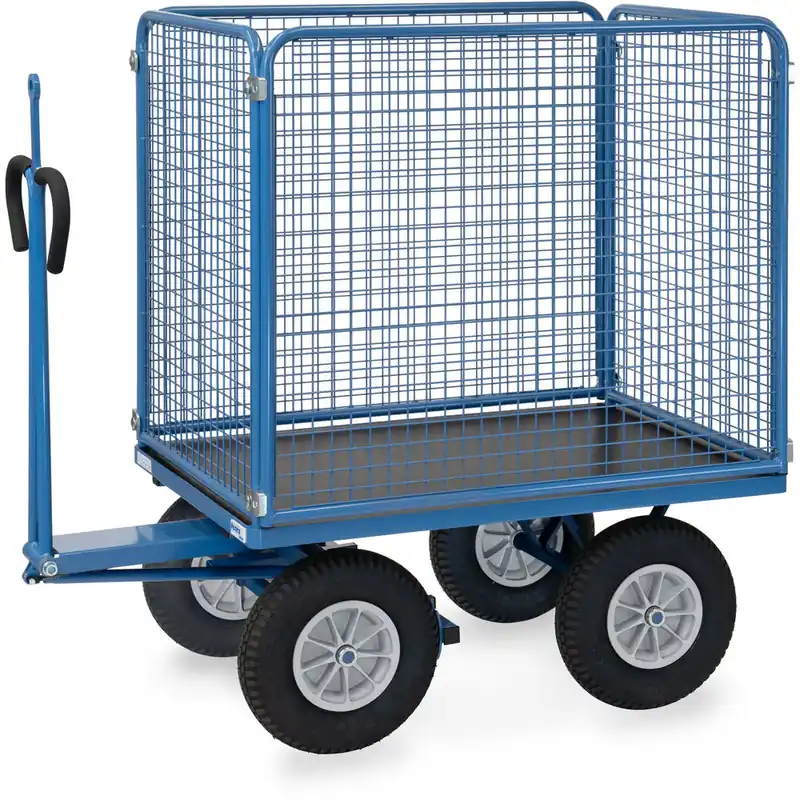 fetra Handpritschenwagen pulverbeschichtet blau/RAL 5007 Wände 1000 mm mit Zugöse Preiswert