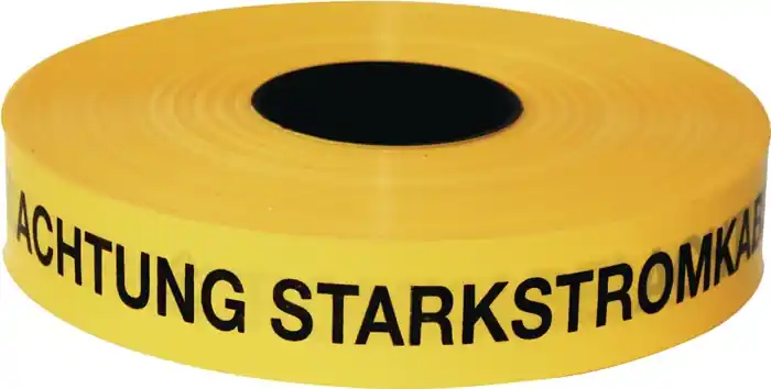 Trassenwarnband Achtung Starkstromkabel B.40mm L.250m gelb KELMAPLAST Direkt Vom Hersteller
