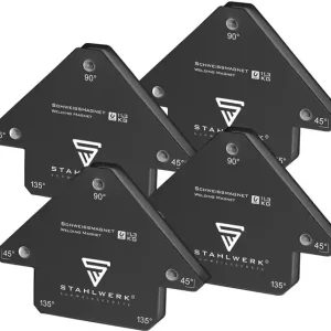 Magnet-Schweißwinkel 120x85x14mm 45Grad,90Grad u.135Grad 4er Set STAHLWERK Begrenztes Angebot