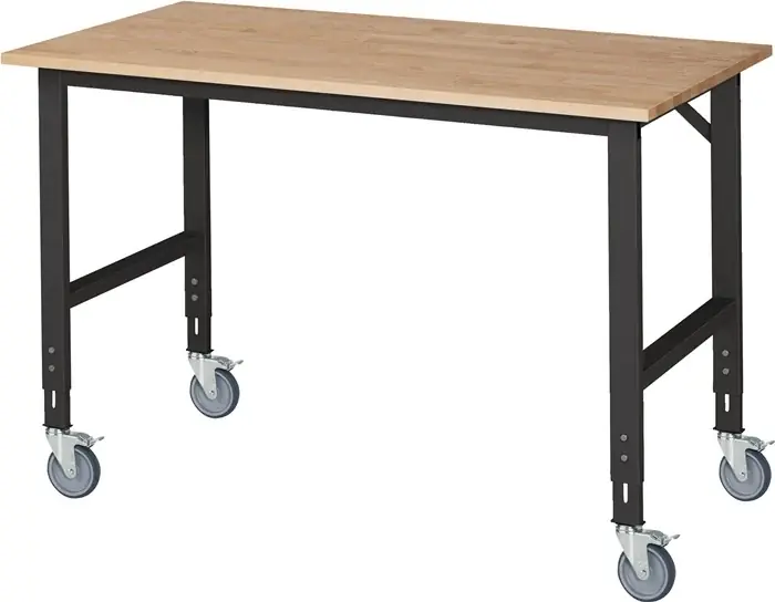 Werktisch B1500xT800xH910-1230mm Arbeitsplatte Buche Gestell grau RAU Preis Gesenkt