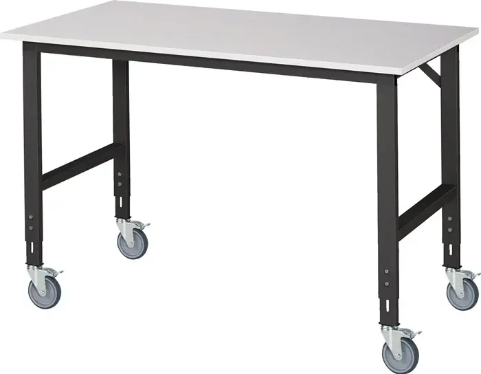 Werktisch B2000xT800xH910-1230mm Arbeitsplatte Melamin Gestell grau RAU Nur Heute