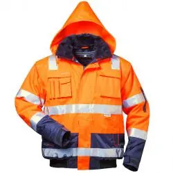 Warnschutz-Pilotenjacke "Oliver" - Gr. S bis XXXXL - fluoreszierend orange/marine - EN ISO 20471 Klasse 3 - EN343 - mit Schulterreflex - 4 in 1-Funktion Saisonangebot