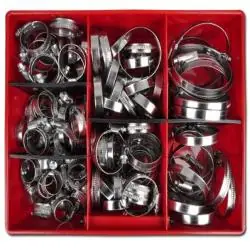 Zertifiziert Schneckengewinde-Schlauchschellen Sortiment - Stahl verzinkt - Ø 16-90 mm - 12 mm breit - 125 teilig - Preis per Set