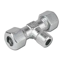 T-Einschraubverschraubung - Baureihe L - Stahl verzinkt - Rohr-Ø 6 bis 18 mm - kon. AG M10 x 1 bis M22 x 1,5 - PN 315 Zertifiziert