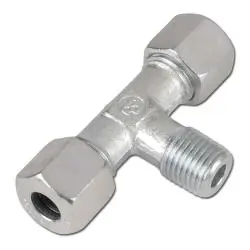 Jetzt Kaufen T-Einschraubverschraubung - Baureihe L - Stahl verzinkt - Rohr-Ø 6 bis 18 mm - kon. AG R 1/8" bis R 1/2" - PN 315