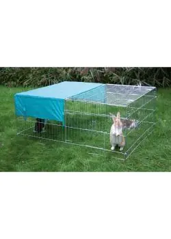 Top-Preis Freilaufgehege - mit Sonnenschutz - Metall verzinkt - Abmessungen (L) x (B) x (H) 144 x 112 x 60 cm - Gitterabstand 3,5 cm