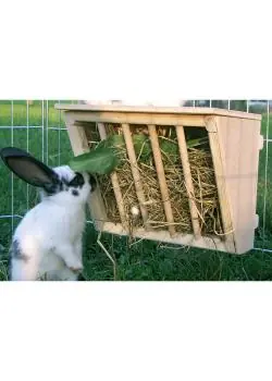 Heuraufe - mit Sitzbrett - Holz - Länge 25 cm - Breite 17 cm - Höhe 20 cm Neuheit