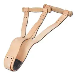 Tragegurt aus Leder - Breite 7 cm - Länge 110 cm - Tragfähigkeit 80 kg - Gedrechselte Holzgriffe Begrenztes Angebot